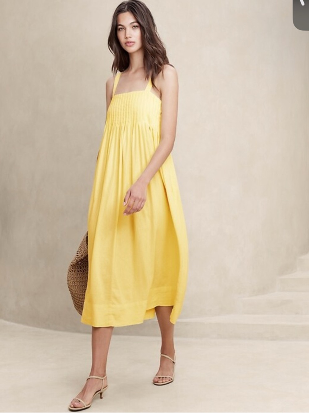 Banana Republic LINEN-BLEND DRAPEY MIDI DRESS